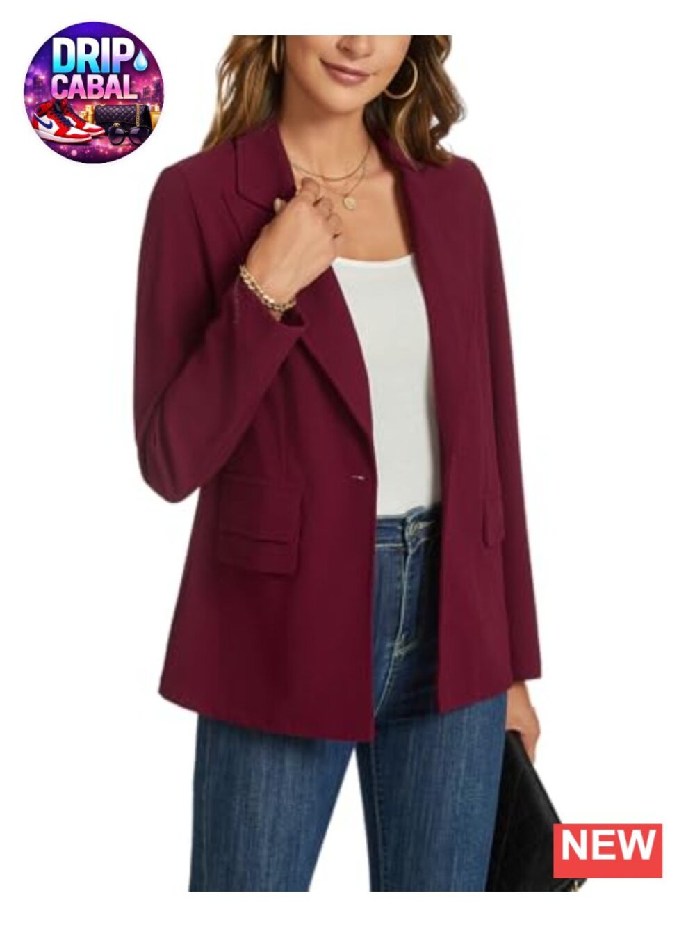 Women's Business Casual Blazer Long Sleeve Notch Lapel Button Work Jacket